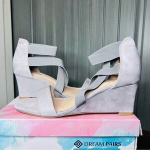 Dream Pairs Women's Light Gray Wedge Sandals